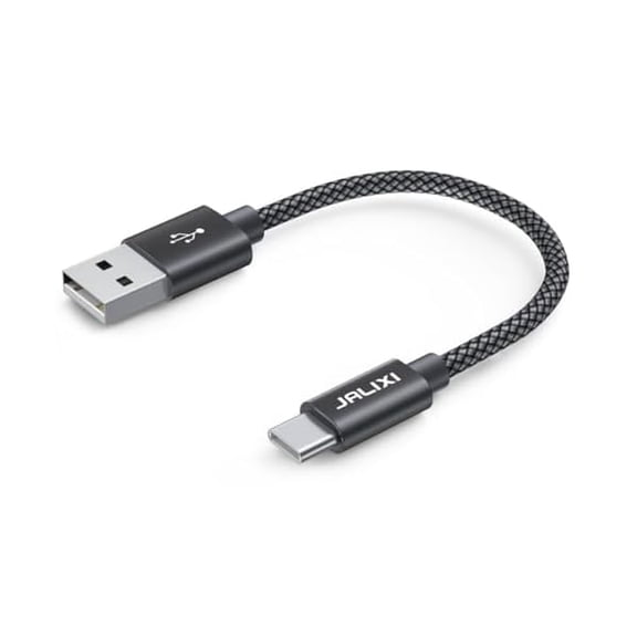 Quyaojz Short USB C Cable 30cm for Car, Android Auto Cable for Samsung Galaxy S25 A56 A36 A26 A16, USB A to USB C Charger Lead, Fast Charging, Nylon, Black