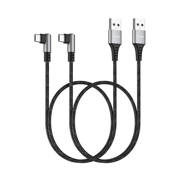 Quyaojz Short USB C Cable Right Angle 0.5m 2 Pack, 50cm USB A to USB C Cable 90 Degree Braided Cord Compatible with iPhone 16/16 Pro, iPhone 15/15 Pro/15 , iPad Pro/Air