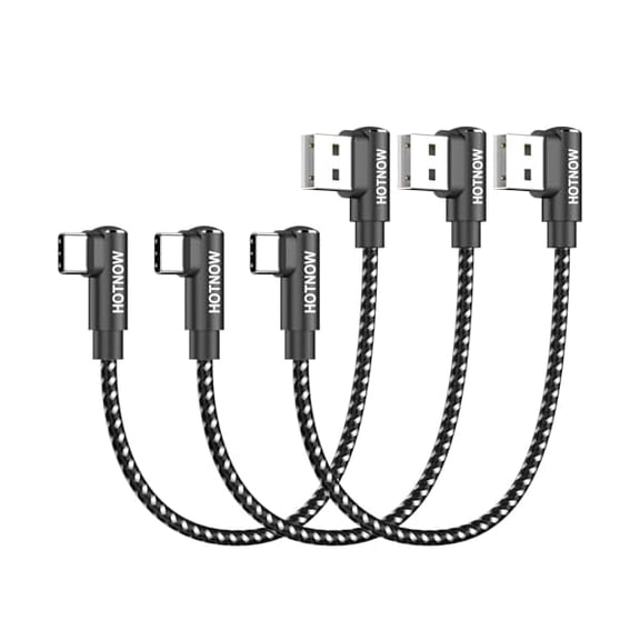 Quyaojz Short USB C Cable Right Angle 15cm 3Pack, 0.15m USB C Charger Cable Nylon Braided Fast Charging Cord for iPhone 15 16,Power Bank and Other Type c Devices