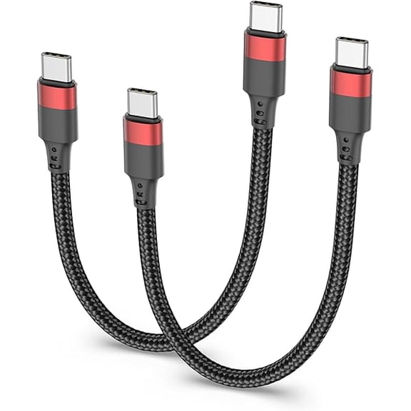 Quyaojz Short USB C to USB C Cable 20CM 2Pack, 60W PD Fast Charging Short USB C Cable Braided, 0.2M Type C to Type C Cord for iPhone 16 15 Samsung Galaxy S24 S22 Note 20