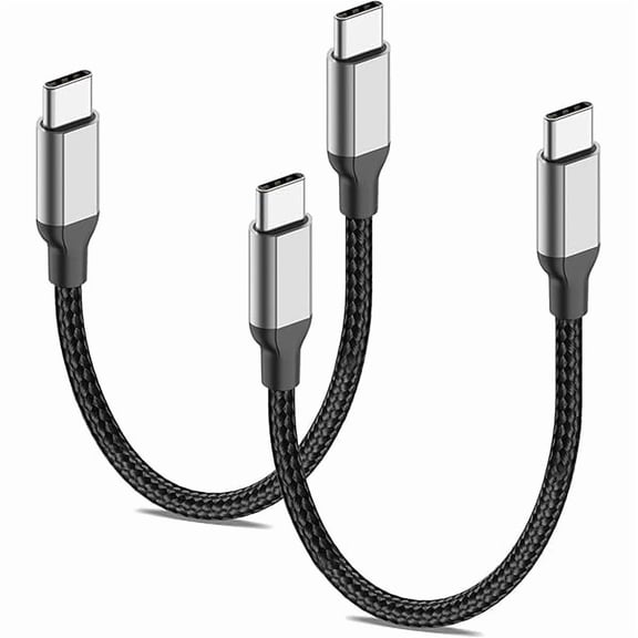 Quyaojz Short USB C to USB C Charger Cable Fast Charging 2 Pack 15CM 60w, Nylon Braided Short USBC to USBC Cable PD Fast Charge 0.5ft USB-C Charger Lead 15 CM for iPhone 17/16/15 iPad Samsung Power