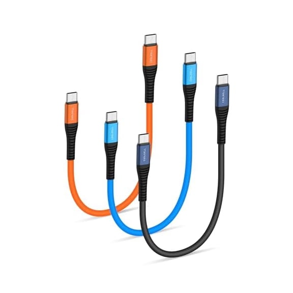 Quyaojz Silicone Short USB C Cable, 60W Type-C Charger Cable Fast Charging USB 2.0 Transfer Compatible with iPhone 17/16/15 Samsung Galaxy /S22 Google Pixel iPad for Power Bank/Car/Travel