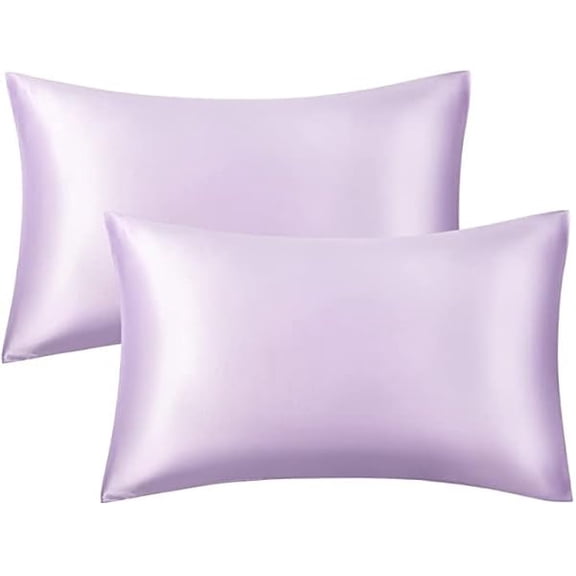 Quyaojz Silky satin Microfibre PillowCases - 2 Packs 50 X 75 C M Silky-soft, Anti-static Dust Mite Resistant (Lavender)
