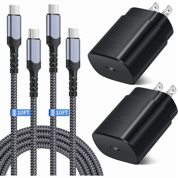 Quyaojz for Super Fast Charger Type C Block, 25W USB C Wall Charger Super Fast Charging Block with 10FT Long USB C Cable Compatible With Samsung Galaxy S24 /24/23 S24+ S23 S23/24/23 S22 S22 S20FE -
