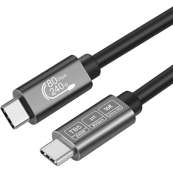 Quyaojz Thunderbolt 5 Cable 80Gbps Support 240W Charging and 16K/ Dual 8K displays Compatible with Apple MacBook Pro, Thunderbolt 4/3 or Most USB C Devices, 1M