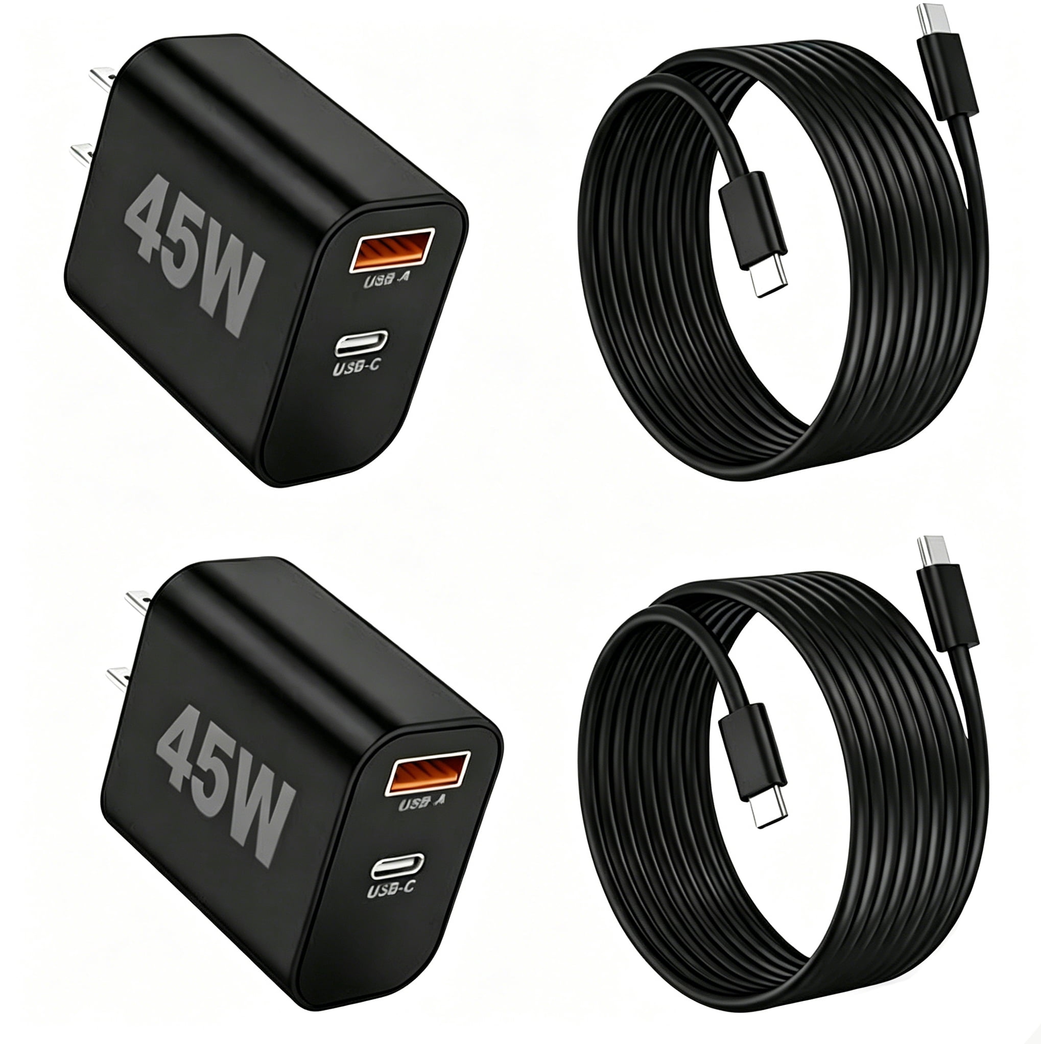 Quyaojz for Type C Charger Fast Charging, 60W Dual Port USB-C Wall Charger with PD 40W & QC 20W Fast Charging, 10FT USB-C Cable Compatible With Samsung, iPhone, iPad Pro, MacBook M1/M2/M3, Black