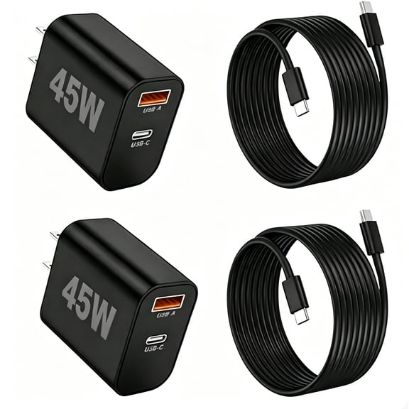 Quyaojz for Type C Charger Fast Charging, 60W Dual Port USB-C Wall Charger with PD 40W & QC 20W Fast Charging, 10FT USB-C Cable Compatible With Samsung, iPhone, iPad Pro, MacBook M1/M2/M3, Black