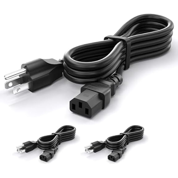 Quyaojz UL Approved (6FT 18AWG-3PK) Universal Computer Power Cord, 10A 125V C13 AC Power Cable for Monitor, Printer, TV, Electronics, Projector, NEMA 5-15P to IEC C13 (3 Pack)