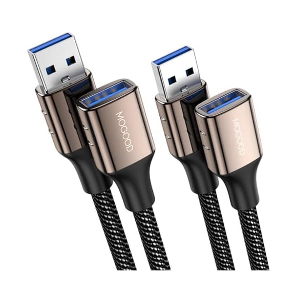 Quyaojz USB 3.0 Extension Cable 2M+2M, USB A Male to A Female Extender, Supports 5Gbps High Speed Data Transfer, USB Extender Cord Compatible with lights, PC, laptop, tablet, Macbook