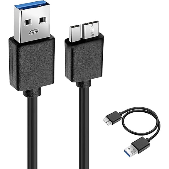 Quyaojz USB 3.0 A to Micro B External Hard Drive Data Cable, External Hard Drive Cable, 5Gbps A to Micro B port Compatible with WD, Seagate, Xbox, PS4 & More External Hard Drives | 50cm Black
