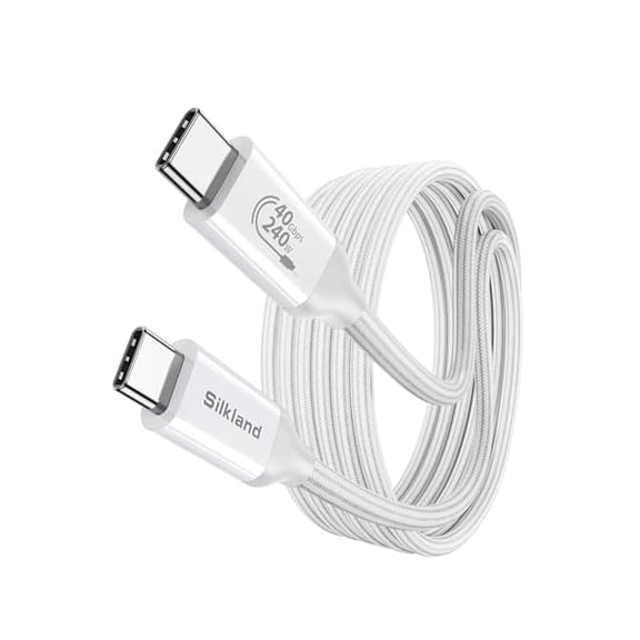 Quyaojz USB 4 Cable for Thunderbolt 4 2M, 40Gbps Data Sync, 8K/5K@60Hz, 240W Fast Charging, USB C Thunderbolt Cable, Compatible for MacBook, iPhone 16, iPad, SSD, Docking, eGPU, White