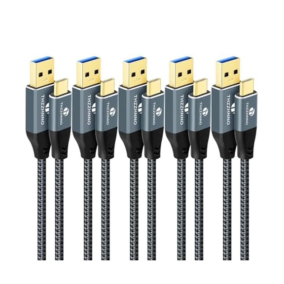 Quyaojz USB A to USB C Cable 0.5M 5Pack, USB 3.1 USB 3.2 Gen2 10Gbps Data Transfer Lead for Samsung Galaxy/iPhone 15/MacBook Pro/iPad Pro