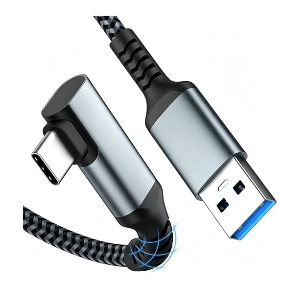 Quyaojz USB C Android Auto Cable 1.5FT, 10Gbps USB C 3.1 Gen 2 to USB Cable Data Transfer, Right Angle USB to USB Type C 3A Fast Charging for Car,Galaxy S22 S21 S20, SSD, Pixel
