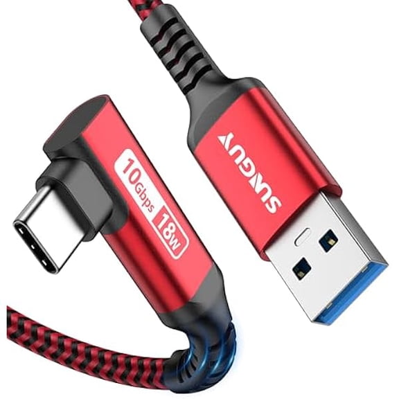 Quyaojz USB C Cable 90 Angle, 1.2 m 10 Gbps USB 3.1 Gen 2 to USB C Charging Cable and Data Cable Compatible with Android Car, iPhone 16/15 Pro Plus/Max, Galaxy S22, SSD, P30/P20-Red