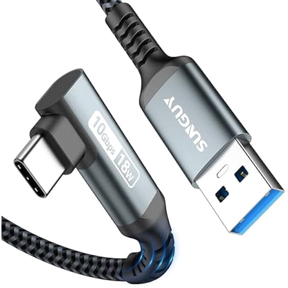 Quyaojz USB C Cable 90 Angle, 25 cm 10 Gbps USB 3.1 Gen 2 USB to USB C Charging Cable and Data Cable Compatible with Android Car, Galaxy S22, SSD, P30/P20, Xiaomi Grey
