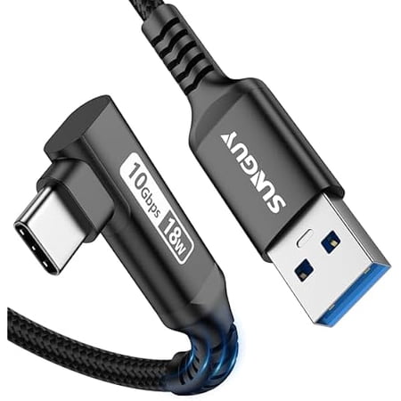 Quyaojz USB C Cable 90 Angle, 3m 5Gbps USB to USB C Charging and Data Cable Compatible with Android Car, iPhone 16/15 Pro Plus/Max, Galaxy S22, SSD, P30/P20, Xiaomi Black
