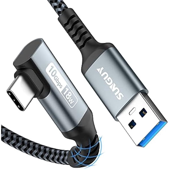 Quyaojz USB C Cable Angle, 1.5M 10Gbps USB 3.1 Gen 2 USB C Charging Cable and Data Cable Compatible with Android Auto, Galaxy S22, SSD, P30/P20, Xiaomi-Grey