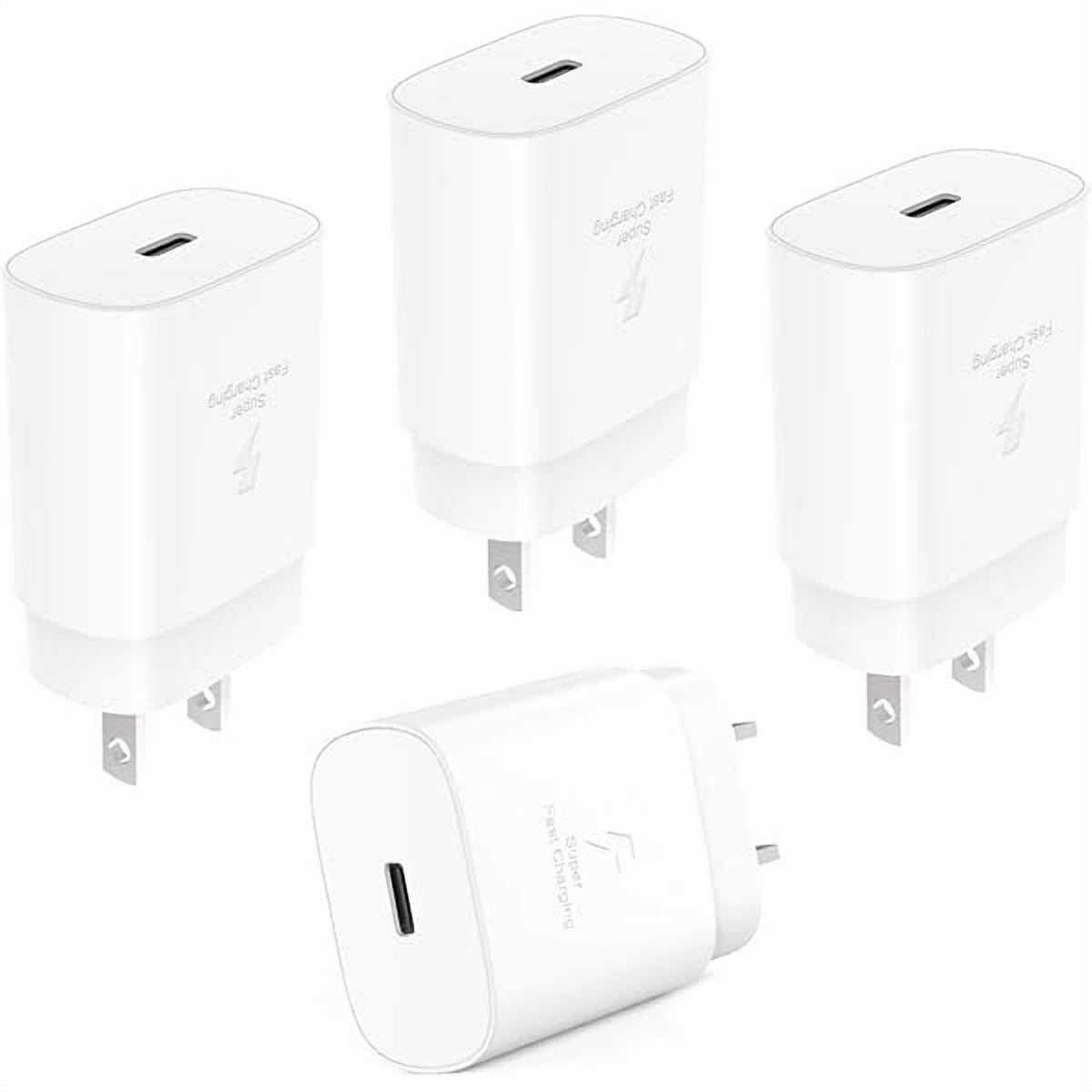 Quyaojz for USB C Charger Block, 25W USBC Fast Charging Adapter Power Cube Wall Charger Plug Compatible With Samsung Galaxy S25/S24 Ultra/Z Fold 3/4/5/Note20, iPhone 1615 (White, 4 Pack)