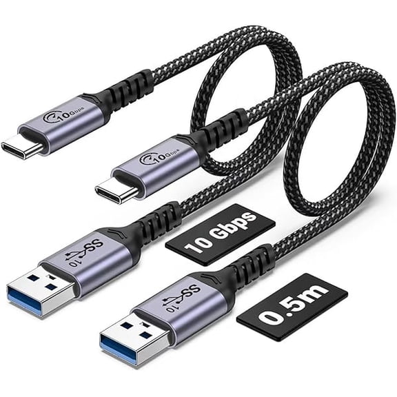 Quyaojz USB C Data Cable 10Gbps [1.5ft 2 Packs], USB 3.1 Gen 2 Cable Type C 3A Fast Charging Data Transfer Cord Compatible with Samsung Galaxy S21 S10 S9 Note 20,Power Bank