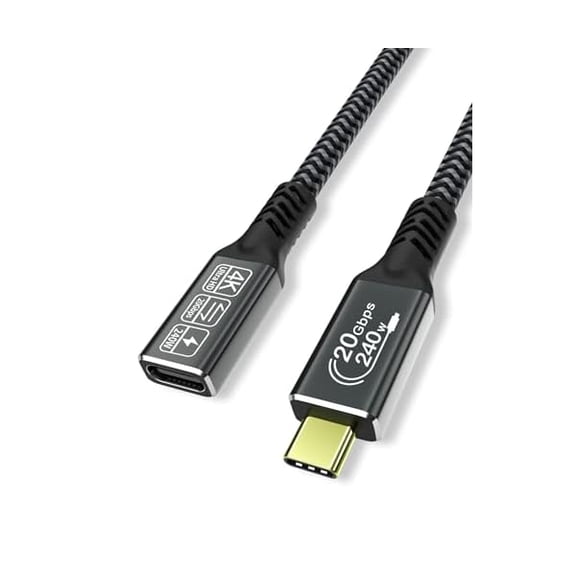 Quyaojz USB C Extension Cable 1M,[20Gbps 240W] usb c 3.2 extension cable 20gbps USB Type C 240W Fast Charge Data Transfer 4K@60Hz Video Display Lead Compatible for iPhone 16/15 MacBook,Galaxy S24