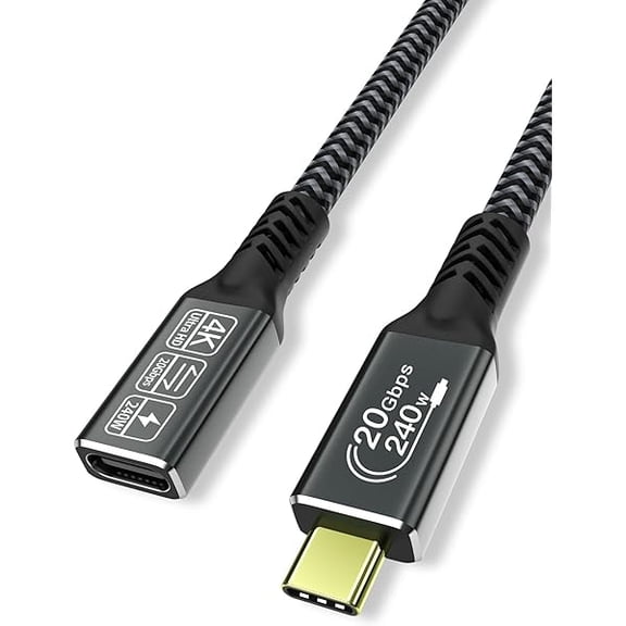 Quyaojz USB C Extension Cable 2M,[20Gbps 240W] usb c 3.2 extension cable 20gbps USB Type C 240W Fast Charge Data Transfer 4K@60Hz Video Display Lead Compatible for iPhone 16/15 MacBook,Galaxy S24