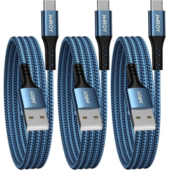 Quyaojz USB-C Fast Charger Cable 1M 3-Pack |3.1A Nylon Braided Durable USB to USB-C Lead for iPhone 15/16 /17 , Samsung Galaxy S22+/S21/S20, Moto G7 & More