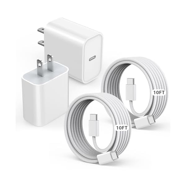 Quyaojz for USB C Fast Charger Compatible With iPhone 17,16,15 20 W Fast Charging Block USB C Wall Adapter, 10 Feet Extra Long Type C Woven Cable Braided Cord Compatible with iPhone 17/17 /16/15, /