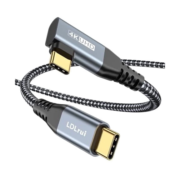 Quyaojz USB C Monitor Cable 0.9M, 4K UHD Display, 20Gbps High Speed Data Transfer, Right Angle USB C 3.2 Gen2X2 100W Fast Charging Cord for MacBook, iPhone 16/15, Samsung S25/S24, Type C