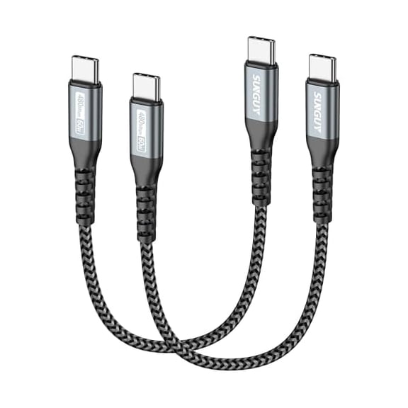Quyaojz USB C to USB C Cable, 0.3m*2 PD 60W Type C to Type C Fast Charging Cable for iPad Pro 2020, MacBook Pro 2020, iPad Air 4, Samsung S20 S10 S9, Xiaomi, Pixel, Switch
