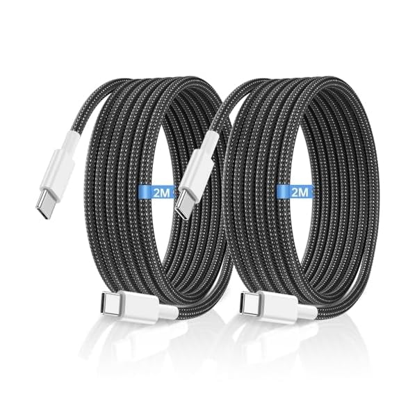 Quyaojz USB C to USB C Charger Cable, 2M 60W Type C Cable Lead Fast Charging, Phone Charger USB C iPhone Cable for Apple iPhone 17 16 15 MacBook iPad Pro/Air Samsung Galaxy S26/S25 Google Pixel 2Pack