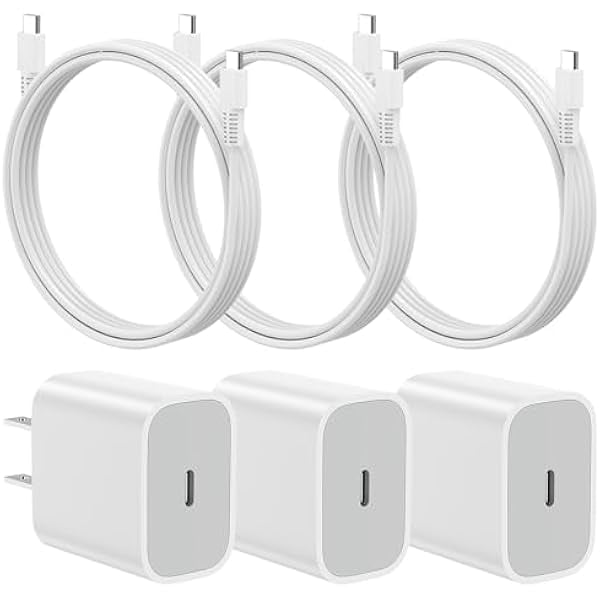 Quyaojz for USB C Wall Charger Block 25W, PD 3.0 Fast Charging with 6.5FT/2M USB C to C Cable, 25W Type C Power Adapter Replacement Compatible With Phone 17/Pro/Pro Max/17 Air/ 16/15/Plus/Pro (3 PCS)
