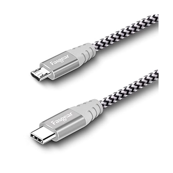 Quyaojz USB C to Micro USB Cable [2M] Nylon Braided Type C to Micro USB Cord Compatible with Galaxy S7/S7, HTC One/10 and More (6ft, Gray)