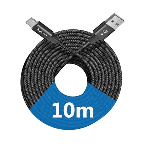 Quyaojz USB A to USB C Cable 10M, Nylon Extra Long PS5 Controller Charger Cable for Samsung Galaxy Phone/Tablet, for Switch, for Xbox Series X/S -Black