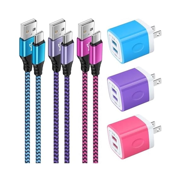 Quyaojz for USB Wall Charger Block Fast Charging Brick Compatible With Samsung Galaxy S24 S23 FE S22 S21 S20 A15 Z Fold/Flip 6,Moto Razr/Edge 2024,Google Pixel 9 XL 8a,3Pack 2.1A Dual Charger