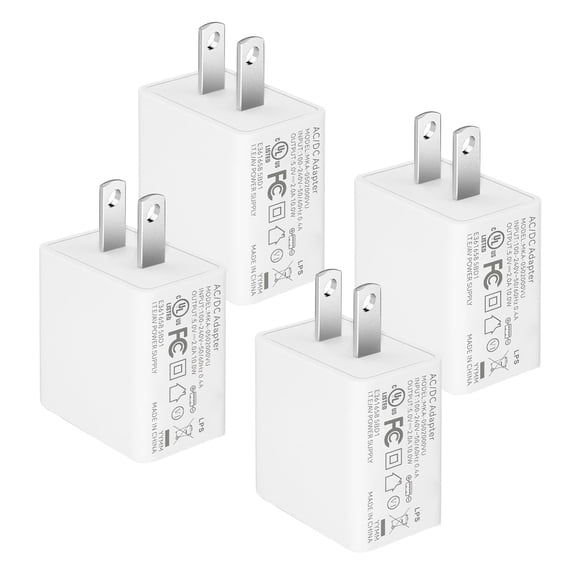 Quyaojz for USB Wall Charger, Wall Plug 5V 2A 10W AC Power Adapter, Compatible with Security Camera, Phone, Tablet and More USB Powered Devices (White, 4-Pack)