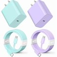 thumbnail image 1 of Quyaojz for 2 Pack 20W Colorful Fast Charger & 6FT USB C to C Cable Compatible With iPhone 16/15 Pro/Max/Plus, Pad Pro 12.9/11 inch, 1 of 1