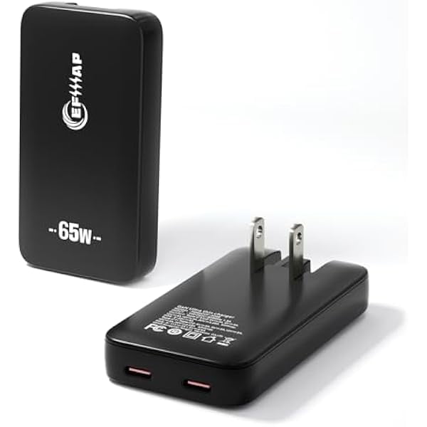 Quyaojz for Flat 2-Port USB C 65W Wall Charger Slim Block USB-C Super Fast Charging Compatible With iPhone 16, Pro Max/Samsung Galaxy Models (Black)