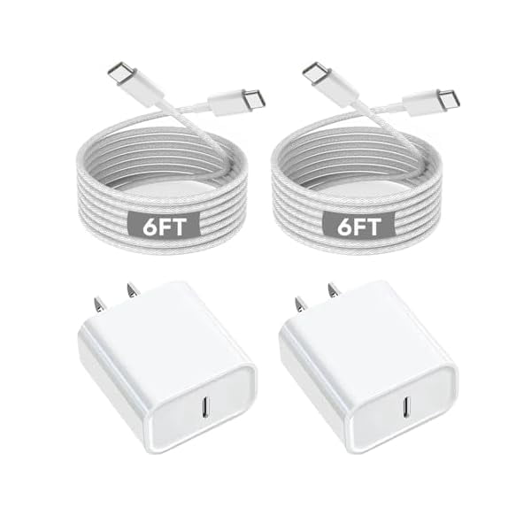 Quyaojz for iPhone 16 15 Charger Fast Charging, 20W Apple iPhone 16 USB C Fast Charger Block, 2Pack 6ft USB C to USBC Cord Compatible With iPhone16/16e/15/15 Plus1615,iPad Pro/Air/Mini,AirPods