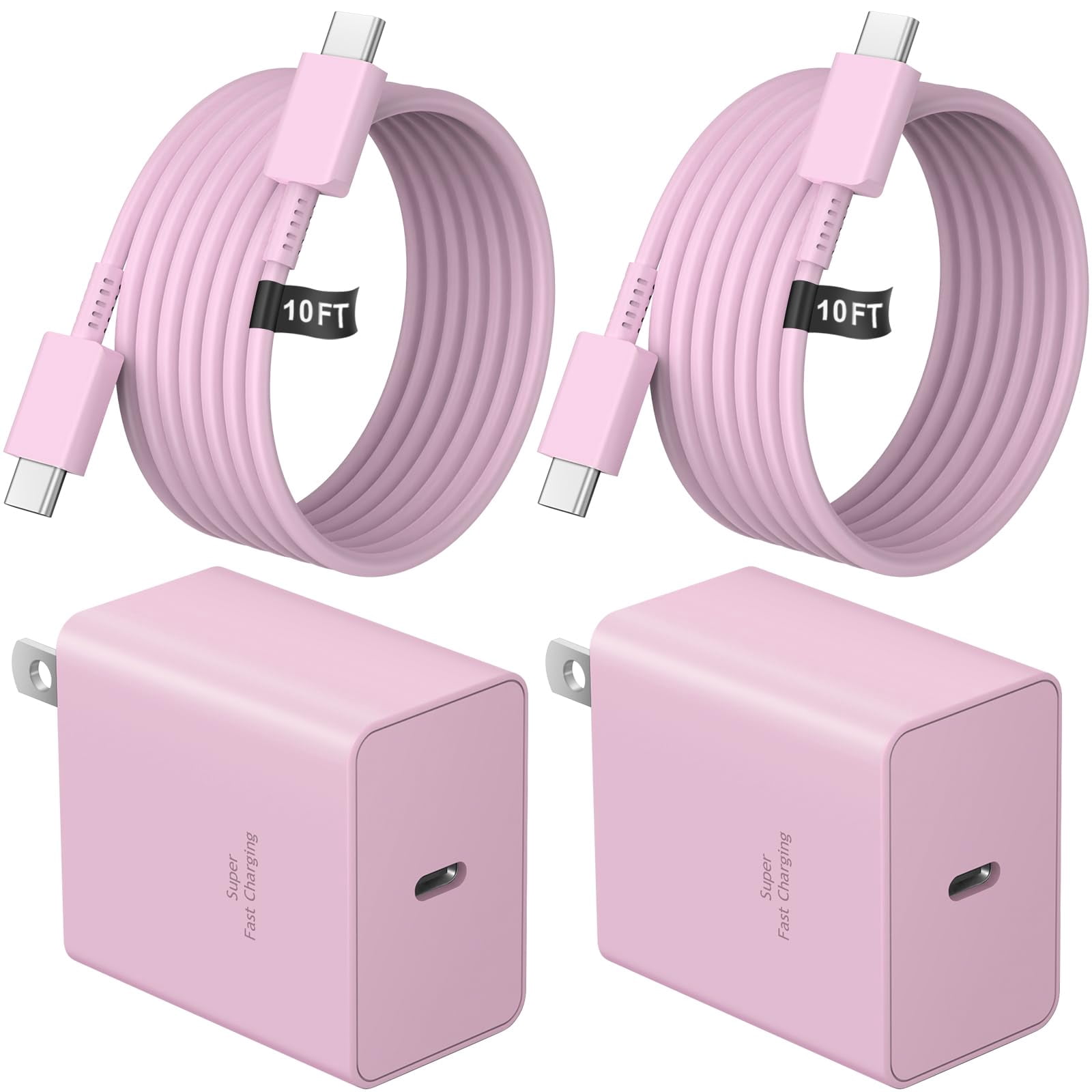 Quyaojz for iPhone 17 16 15 Charger Fast Charging 2+2Pack 20W USB C Wall Charger with 10FT Fast Charging Cable Compatible with iPhone 17/17 Air/17 Pro/iPhone 16/15 Series, iPad Pro/AirPods-Pink