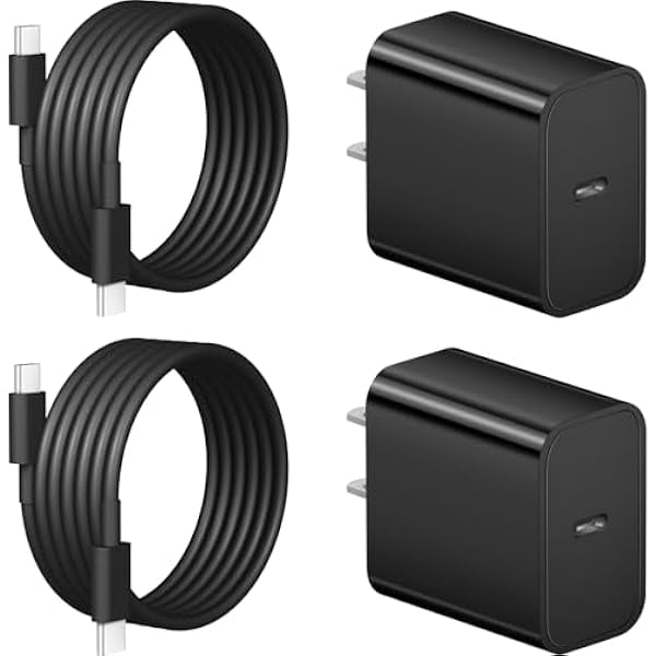 Quyaojz for iPhone 17 16 15 Charger Fast Charging 2+2Pack 20W USB C Wall Charger with 6FT Fast Charging Cable Compatible with iPhone 17/17 Air/17 Pro/iPhone 16/15 Series, iPad Pro/AirPods - Black