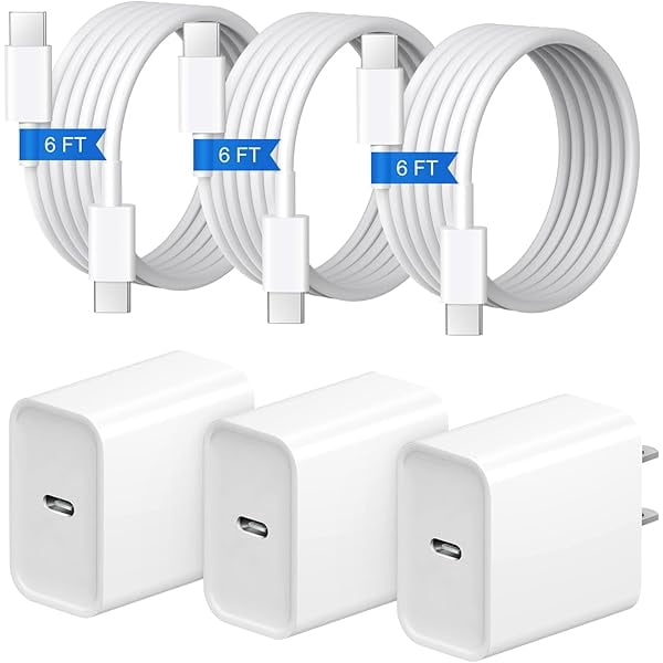 Quyaojz for iPhone 17 16 15 Charger Fast Charging 3+3Pack 20W USB C Wall Charger with 6FT Fast Charging Cable Compatible with iPhone 17/17 Air/17 Pro/iPhone 16/15 Series, iPad Pro/AirPods