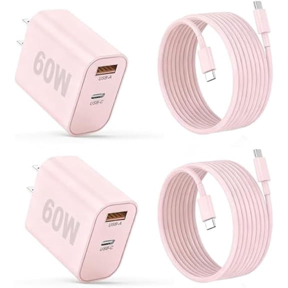 Quyaojz for iPhone 17/1616/Pro Max Charger, Dual Port USB-C Wall Charger with PD 40W & QC 20W Fast Charging, 10FT USB-C Cable Compatible With iPhone, iPad Pro, MacBook M1/M2/M3, Android, Pink
