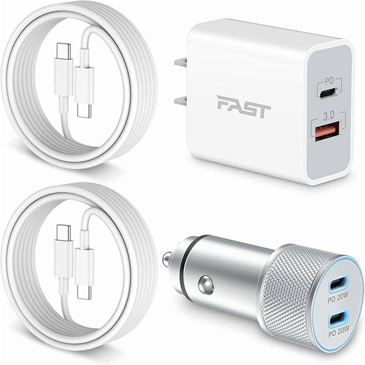 Quyaojz iPhone 17/17 /17e Car Charger Fast Charging, 40W USB C Car Charger Cigarette Lighter + 20W USB C Charger Block + 2x6FT Cable for iPhone 17e/17/17 Pro/16e/, iPad, AirPods
