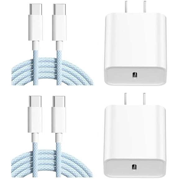 Quyaojz for iPhone 17 Air Charger Fast Charging, 2Pack 20W Apple USB C Fast Charger 6ft Long 60W Woven USB C to Type-C Cable Compatible With iPhone 17/17 Pro/16/16 Plus/16 Pro, iPad Pro/Mini, MacBook