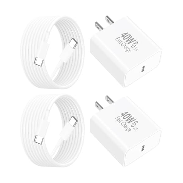 Quyaojz for iPhone 17 Charger Fast Charging, 2Pack 40W USB-C Charger Block Dynamic Power Adapter Type C Wall Charger with 6FT Type-C Cord Compatible With iPhone 17/17 Pro/15/iPad