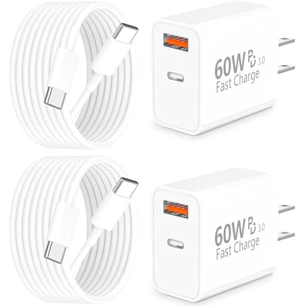 Quyaojz for iPhone 17 Charger Fast Charging, 4Pack 60W Dual Port USB C Charger Dynamic Power Adapter PD&QC Type C Wall Chargers + 6FT Type C Cord Compatible With iPhone 17/17 Pro/15/iPad