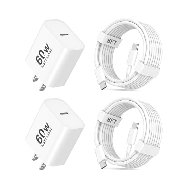 Quyaojz for iPhone 17 Fast Charger,2Pack 60W Super Fast Charging USB C Wall Charger Block Dynamic Power Adapter with 6FT USB C to C Cable Cord Compatible With iPhone 17/17 Pro//16/16 Pro/15/,iPad