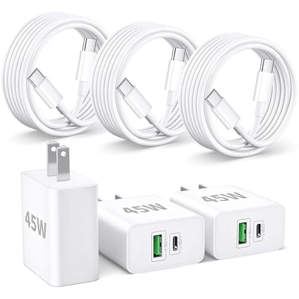 Quyaojz for iPhone 17e/17 Charger Fast Charging, 3-Pack 45W Dual Port USB C Fast Wall Charger Block Cube with 6FT USB C Cable Power Cord Compatible With iPhone 17e/17/17 Pro/Air/1615/Plus, iPad