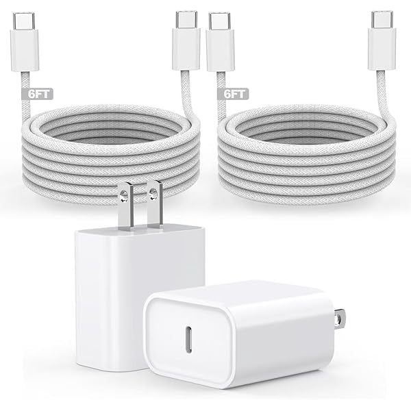Quyaojz for iPhone Air/17 Charger,USB C Fast Charging 2Pack 20W Apple Charger Type C Block 6FT USB C to C Woven Cable Compatible With iPhone 17 Pro Max/15,iPad Pro/Air/AirPods