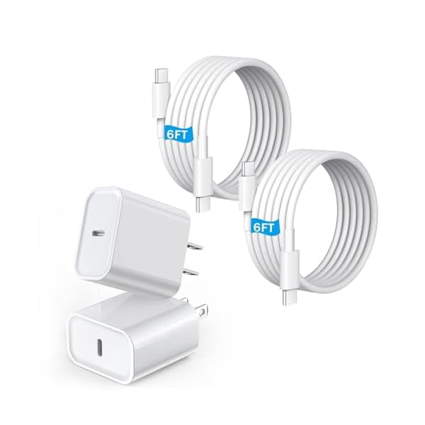 Quyaojz for iPhone Charger Fast Charging,2 Pack 20W USB C Wall Charger with 6FT Long Type C to C Charging Cable Compatible with iPhone 17/Air/17 Pro/iPhone 16/16 Pro16, iPad Pro/AirPods